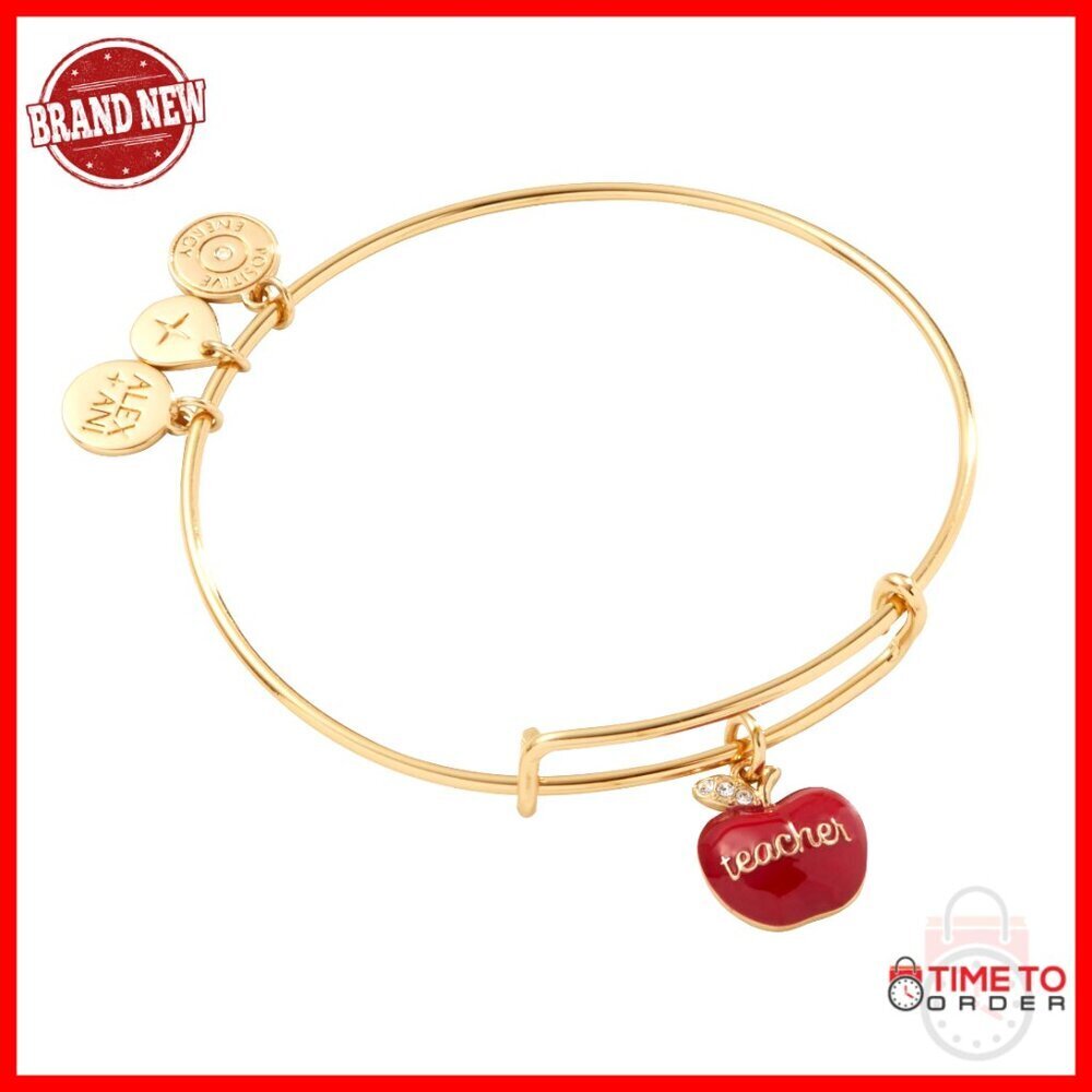 Adjustable Teacher Charm Bracelet, Nickel-Free Brass, Crystal Accent